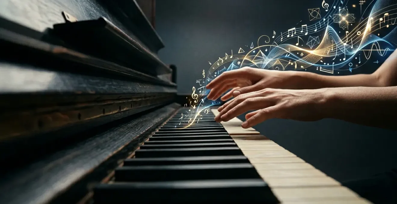 Abstract representation of chord progression complexity and music theory learning journey