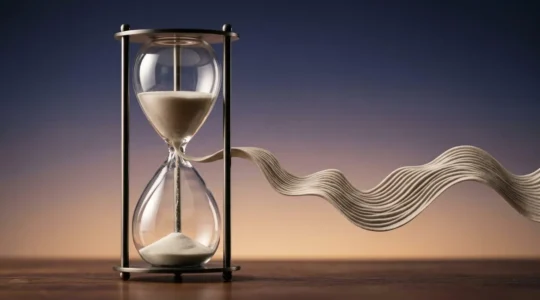 Abstract visual metaphor showing the subjective experience of musical time, representing how song structure affects listener perception