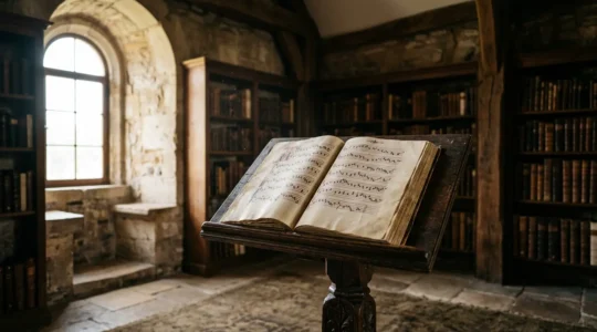Medieval manuscript with square notation and neumes showing historical music notation for early music performance