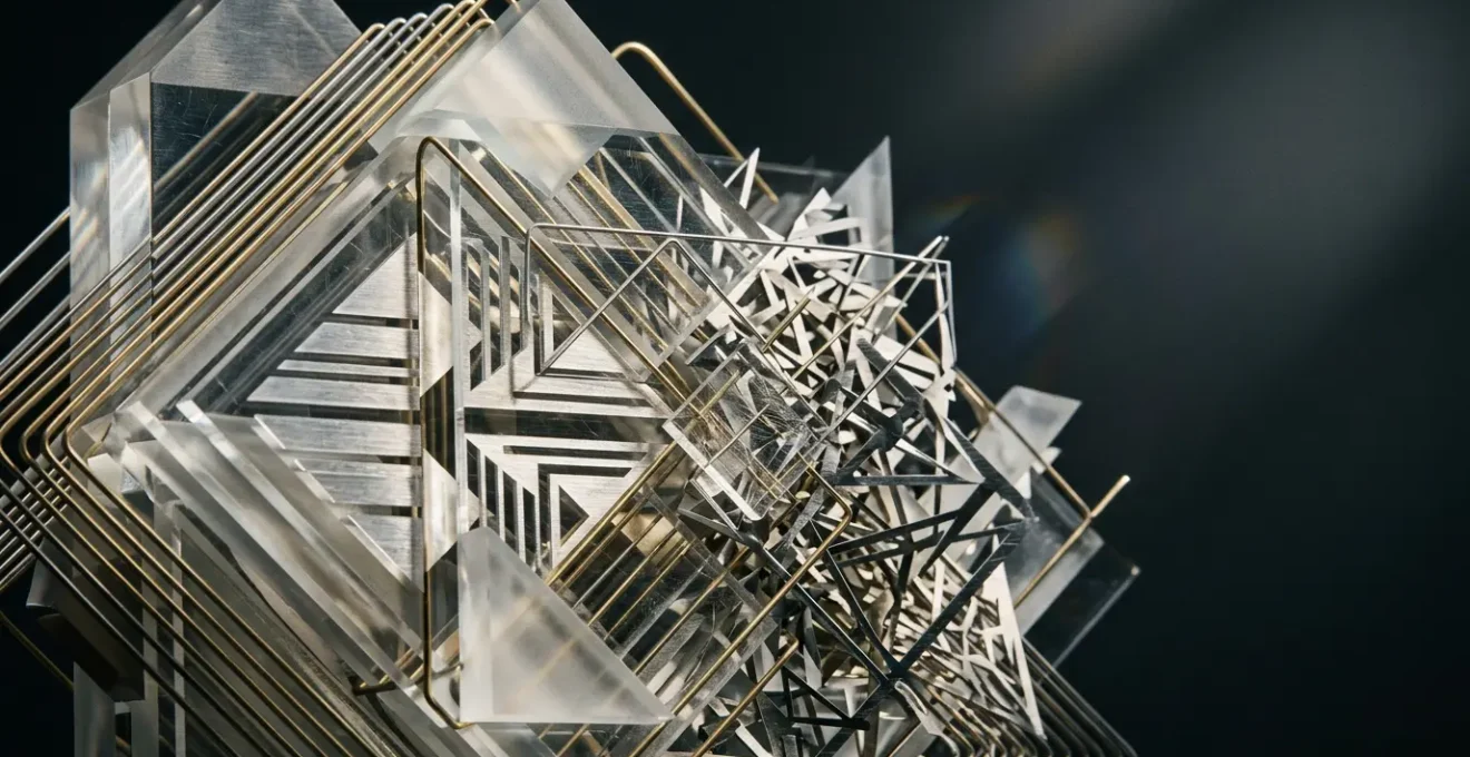 Abstract visualization of sound waves and patterns representing modern classical music complexity