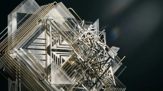 Abstract visualization of sound waves and patterns representing modern classical music complexity