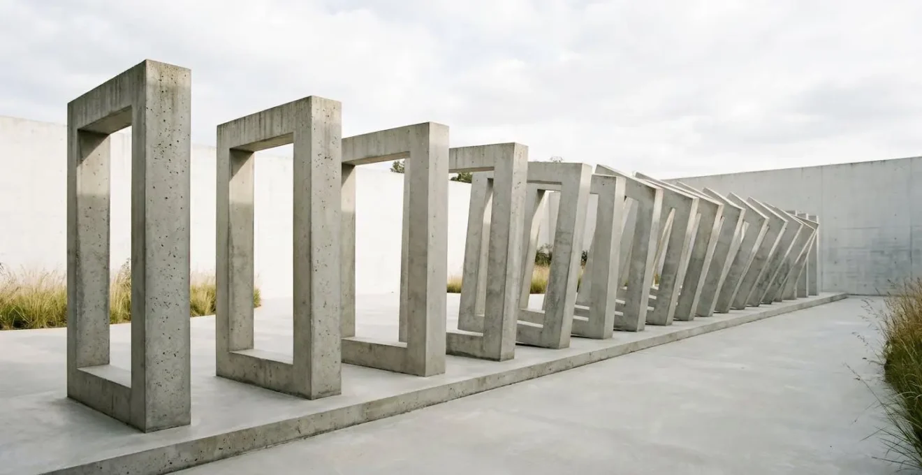 Minimal architectural forms showing gradual transformation and structural process