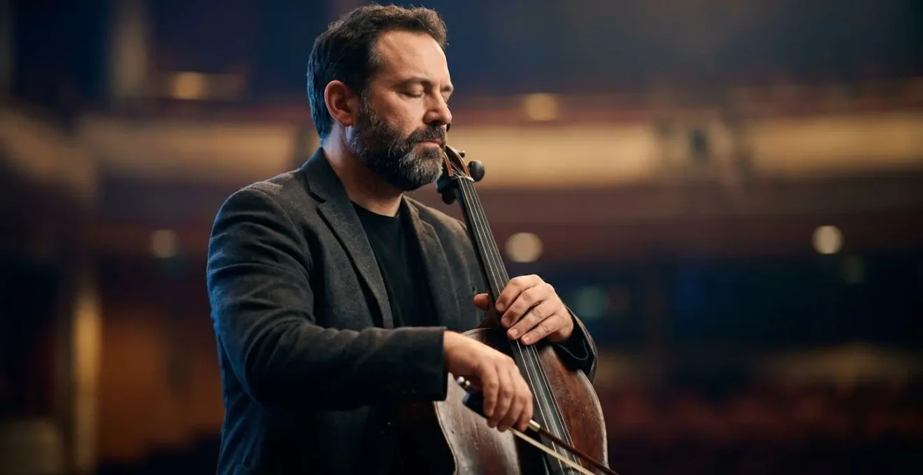 Close-up of musician's hands and posture demonstrating controlled stillness and intentional body language during performance