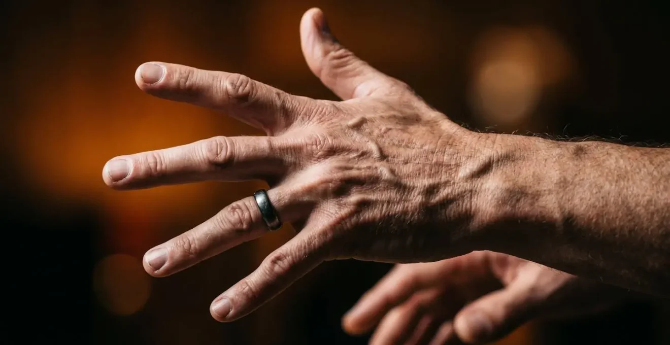 Close-up of performer's expressive hands and body capturing emotional intensity